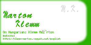 marton klemm business card